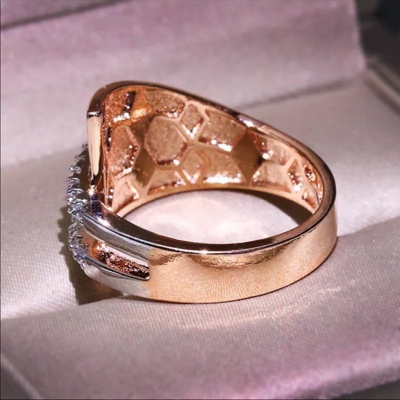 New Women’s Rose Gold Plated Diamond Ring - Picture 4 of 4